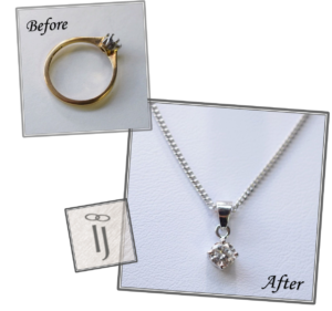 Diamond ring made into a pendant