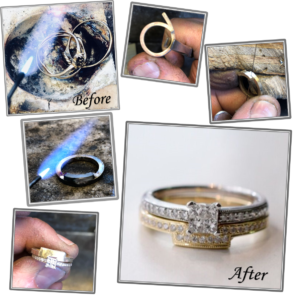 Rings melted down to become a gold wedding band