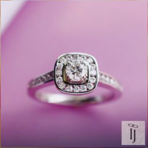 Square cut diamond engagement ring