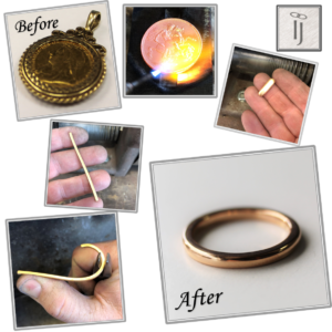 Gold coin reborn into a gold wedding ring