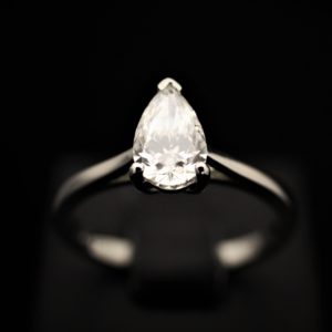 Pear shaped solitaire engagement ring