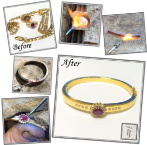 Heirloom jewellery made into a gemstone gold ring