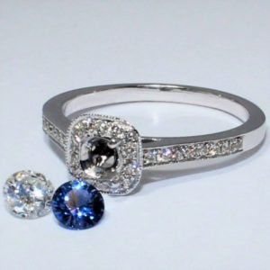 Engagement ring and diamond or sapphire stones
